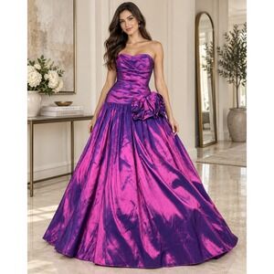 Cindy USA Vintage Iridescent Purple Strapless Formal Gown Dress 3XL 1215